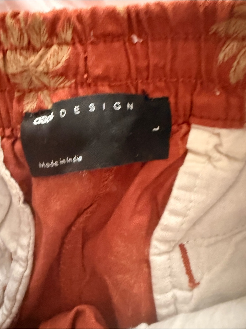 ASOS Rust Palm-Print Flat Front Shorts - Picture 2 of 3